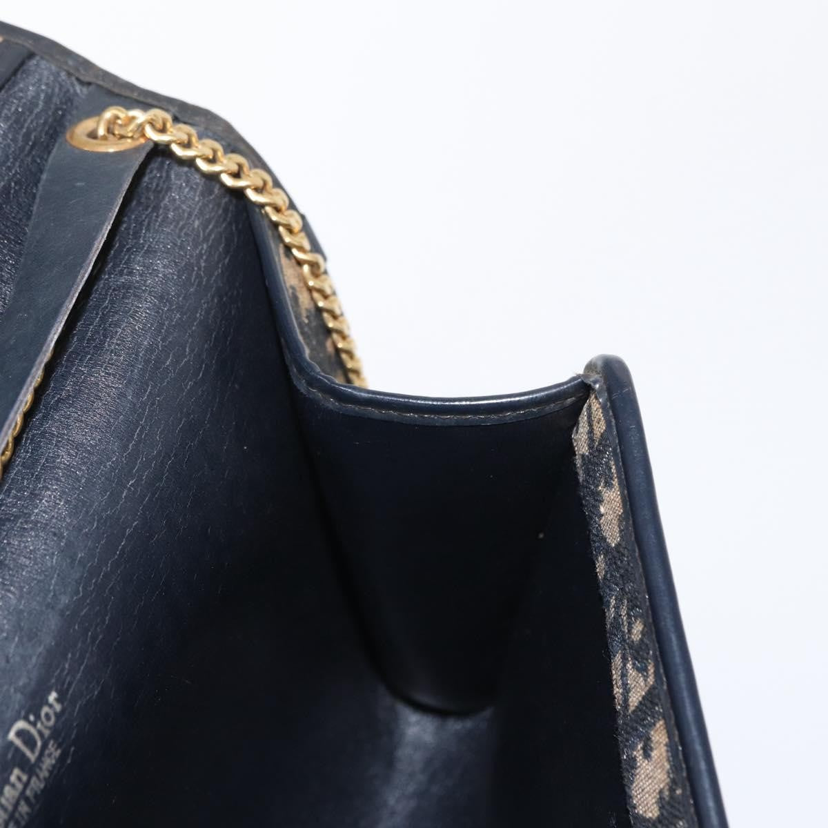 Christian Dior Vintage Cd Chain Flap Shoulder Bag Diorissimo Canvas Navy Canvas Shoulder Bag Bag (Pre-Owned)