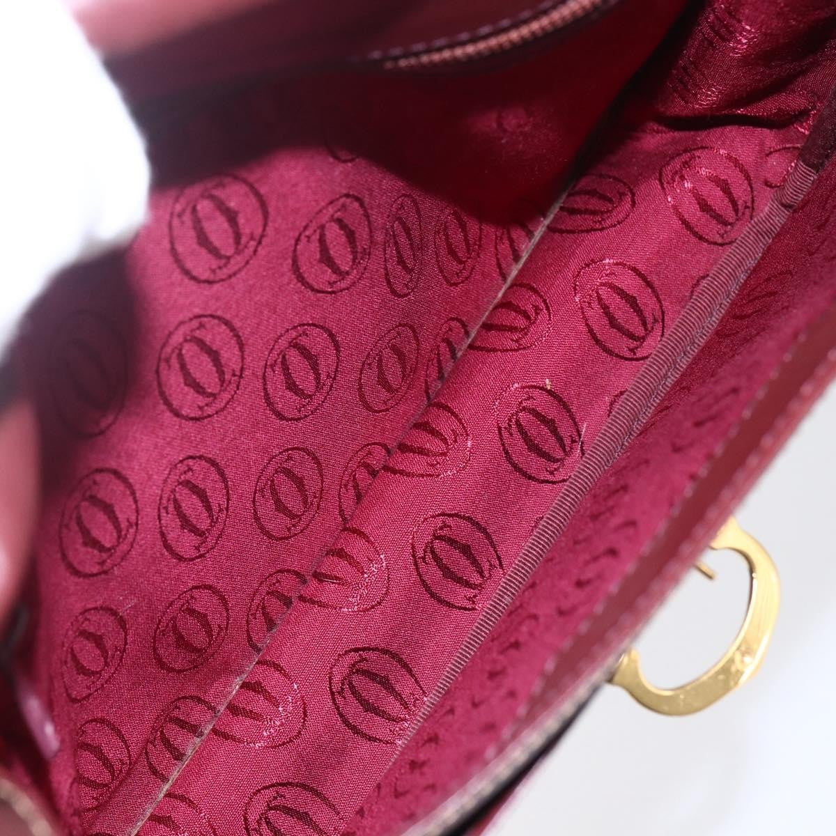 Cartier Must De Cartier Shoulder Bag Leather Burgundy Leather Shoulder Bag Bag (Pre-Owned)