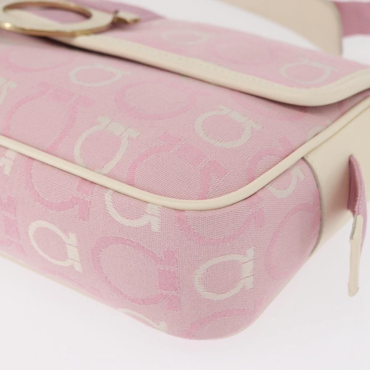 Salvatore Ferragamo Gancini Shoulder Bag Canvas Pink Canvas Shoulder Bag Bag (Pre-Owned)