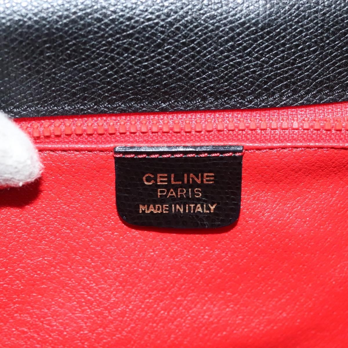 Celine Vintage Convertible Turnlock Top Handle Bag Leather Black Leather Bag (Pre-Owned)