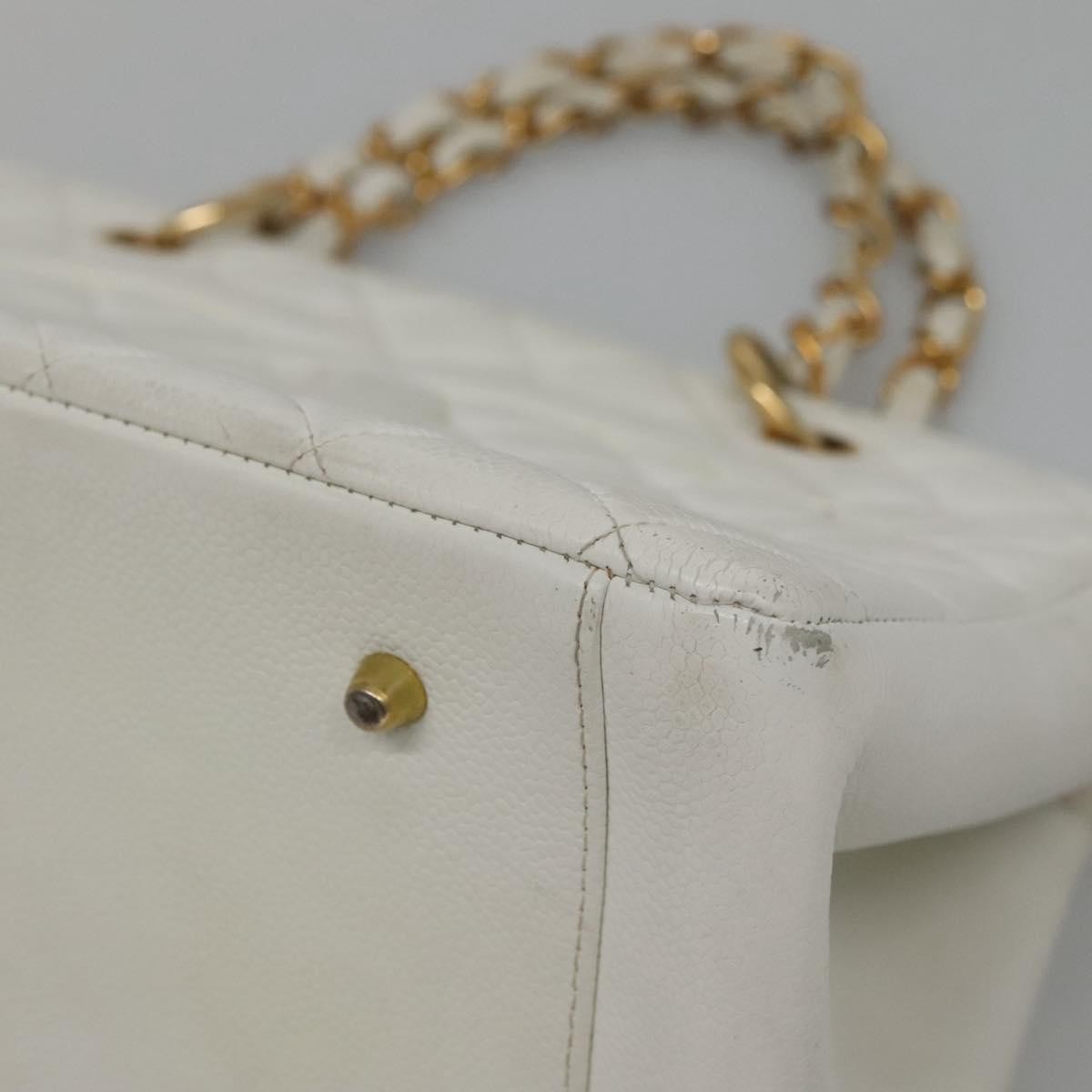 Chanel Vintage Grand Shopping Tote Quilted Caviar White Leather Bag (Pre-Owned)