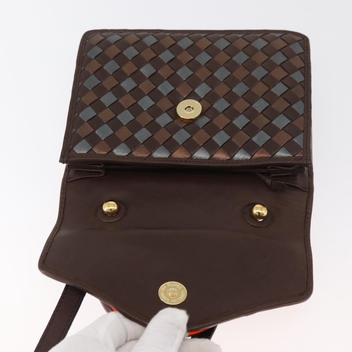 Bottega Veneta Intrecciato Handbag Leather Brown Leather Handbag (Pre-Owned)