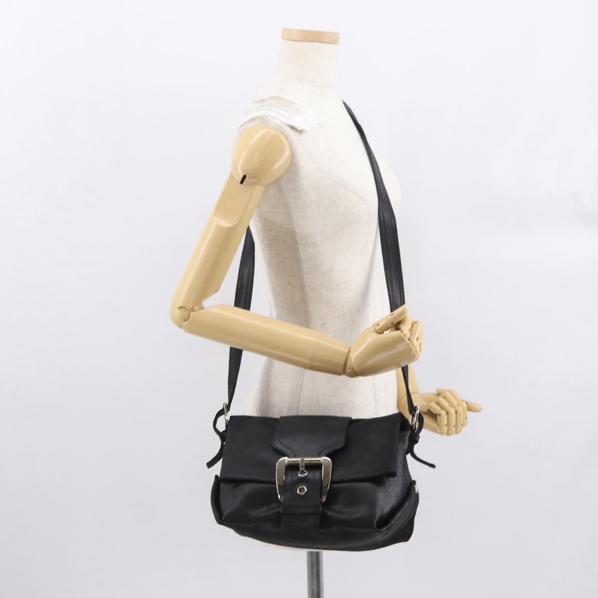 Celine Vintage Shoulder Bag Leather Black Leather Shoulder Bag Bag (Pre-Owned)