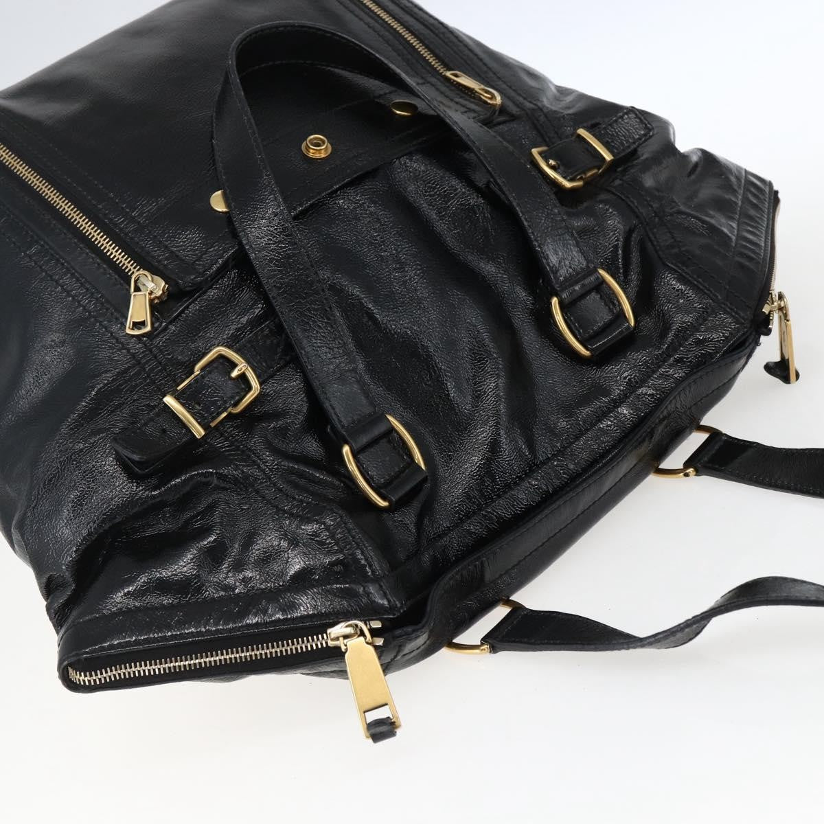 Saint Laurent Downtown Handbag Patent Black Patent_Leather Tote Bag Bag (Pre-Owned)