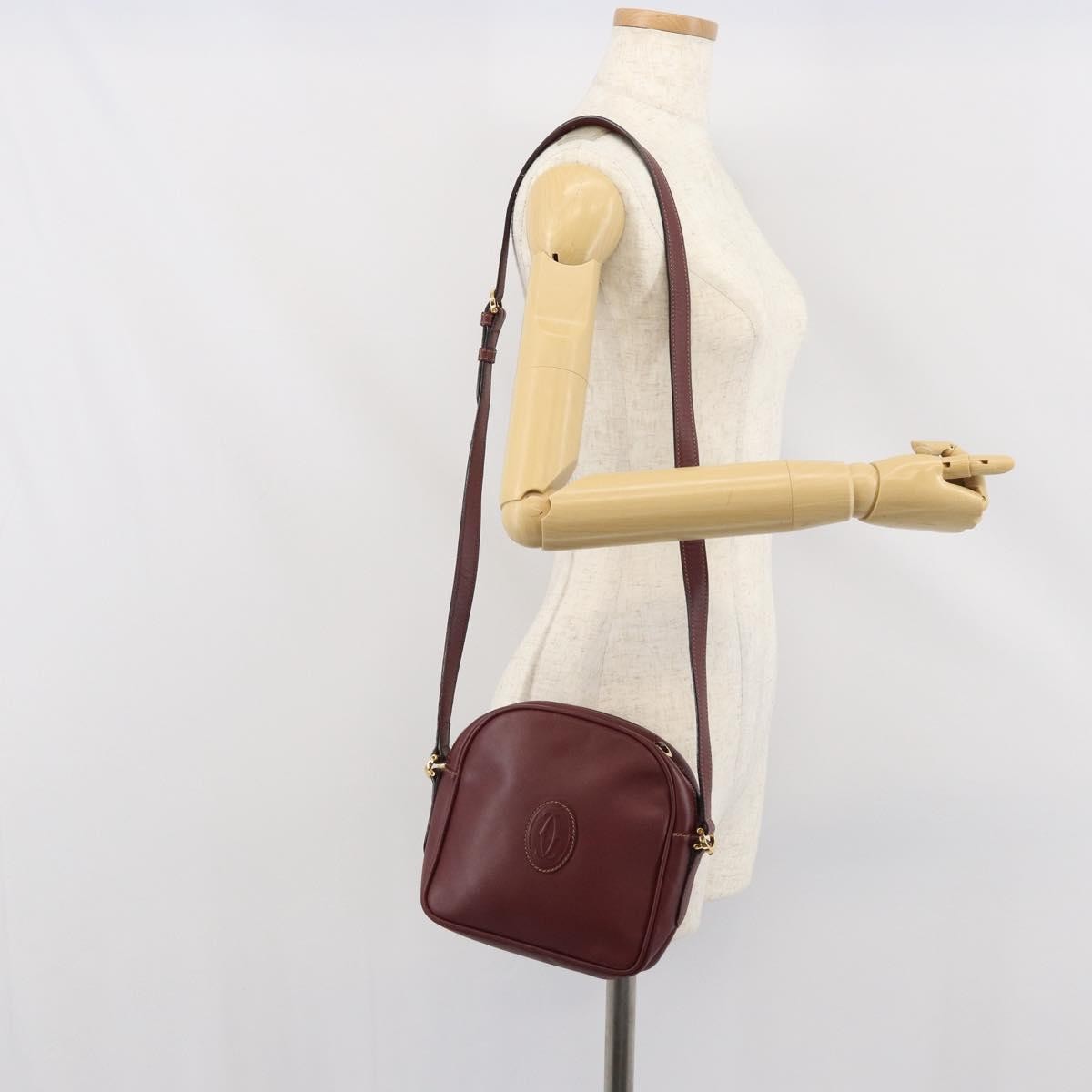 Cartier Must De Cartier Shoulder Bag Leather Burgundy Leather Shoulder Bag Bag (Pre-Owned)
