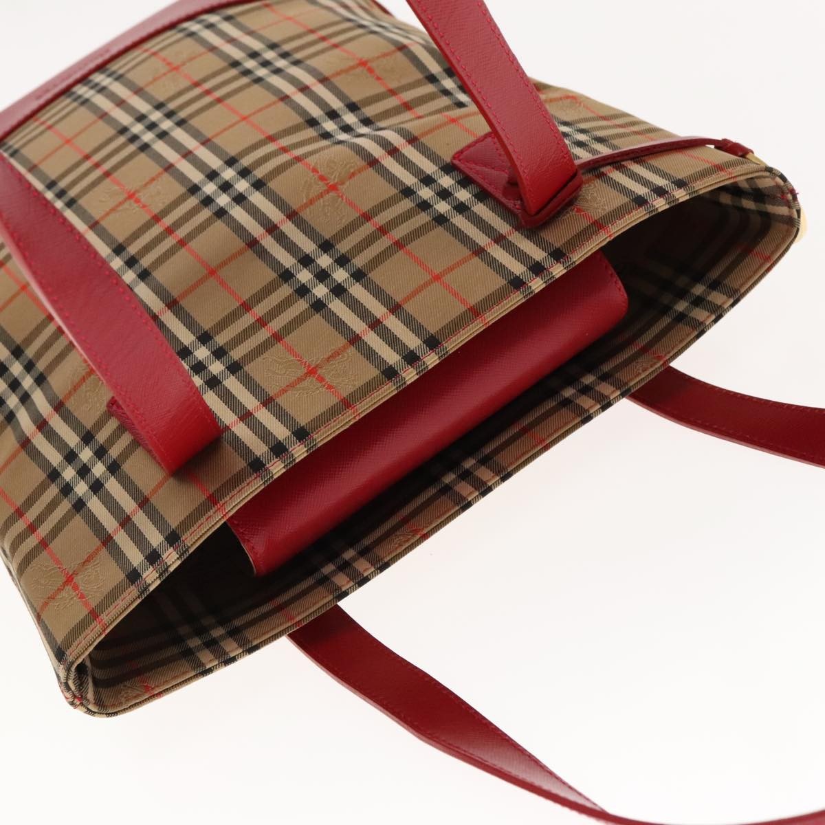 Burberry Nova Check Shoulder Bag Canvas And Leather Beige Canvas Shoulder Bag Bag (Pre-Owned)