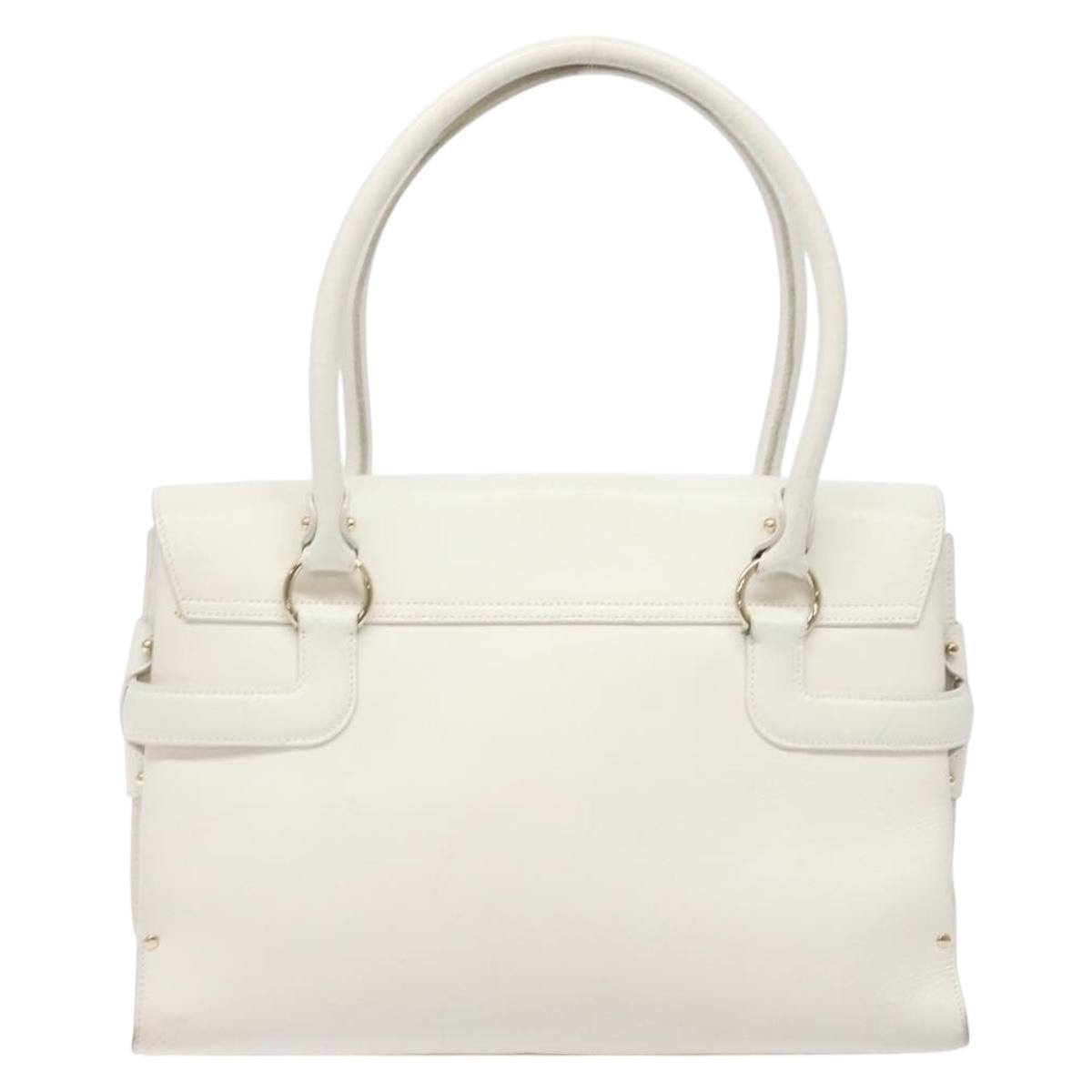 Salvatore Ferragamo Virna Satchel Leather White Leather Handbag (Pre-Owned)