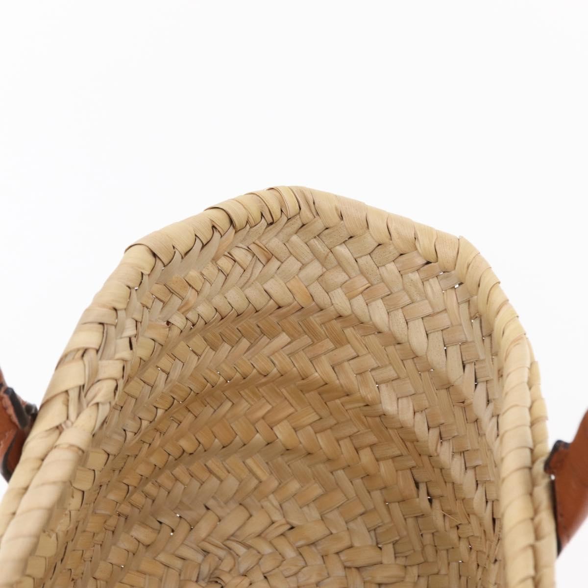 Chloe Marcie Basket Bag Raffia And Leather Beige Wicker Handbag (Pre-Owned)