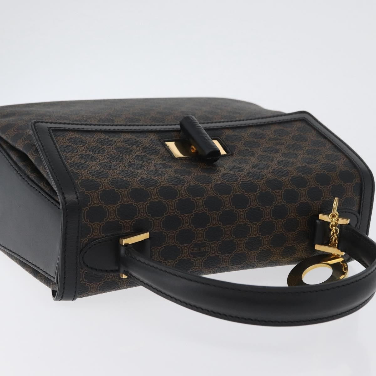 Celine Vintage Convertible Top Handle Bag Macadam Coated Canvas Black Canvas Handbag (Pre-Owned)
