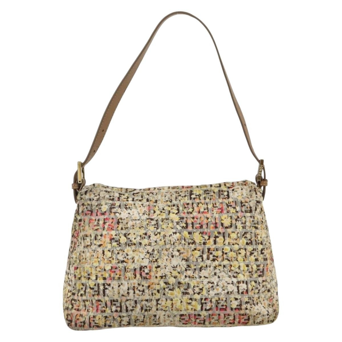 Fendi Mamma Baguette Zucca Canvas Beige Canvas Shoulder Bag Bag (Pre-Owned)