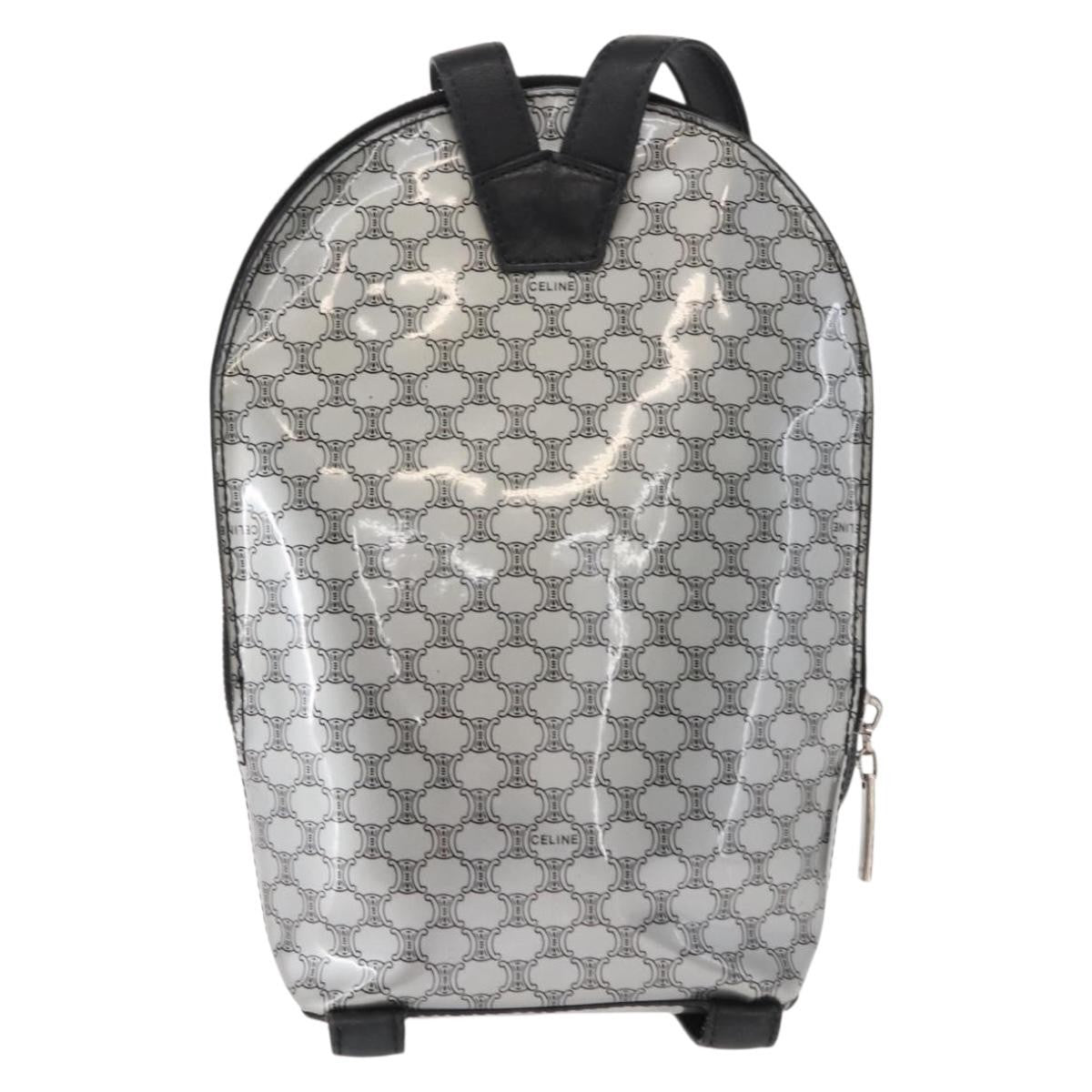 Celine Vintage Macadam Backpack Canvas And Leather Silver Pvc Backpack Bag (Pre-Owned)