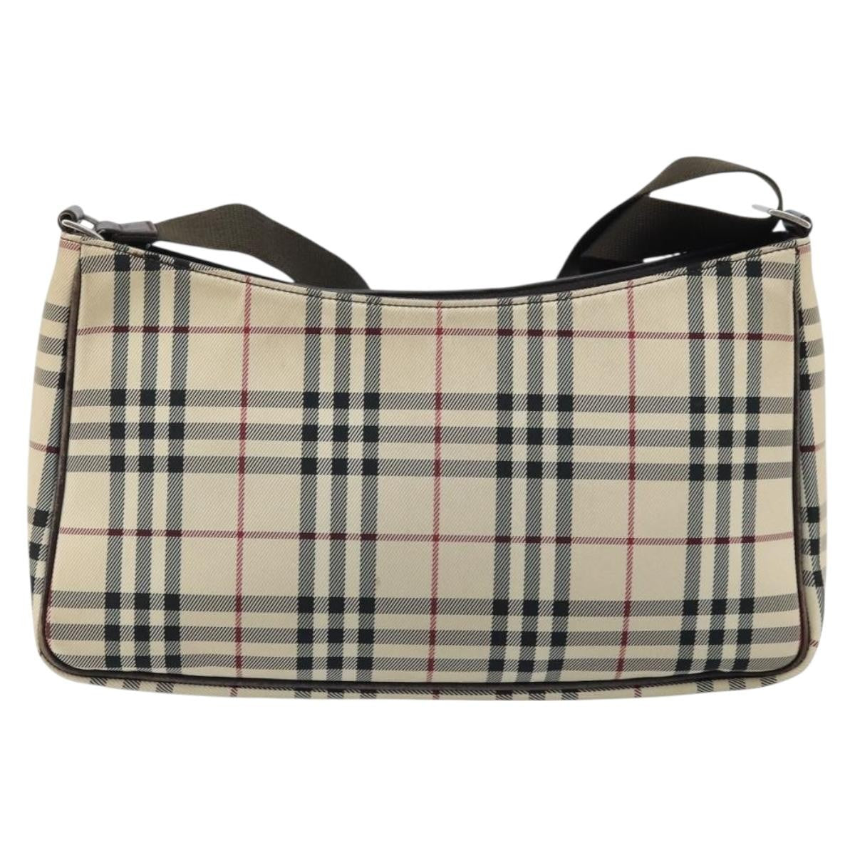 Burberry Nova Check Shoulder Bag Canvas And Leather Beige Canvas Shoulder Bag Bag (Pre-Owned)