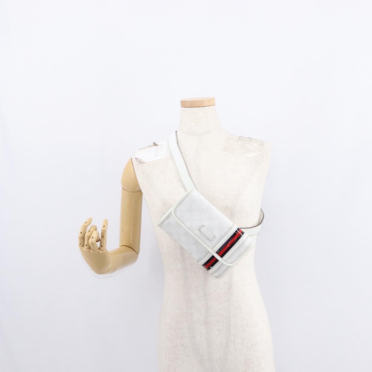 Gucci Sherry Line Waist Bag Gg Canvas White Canvas Shoulder Bag Bag (Pre-Owned)