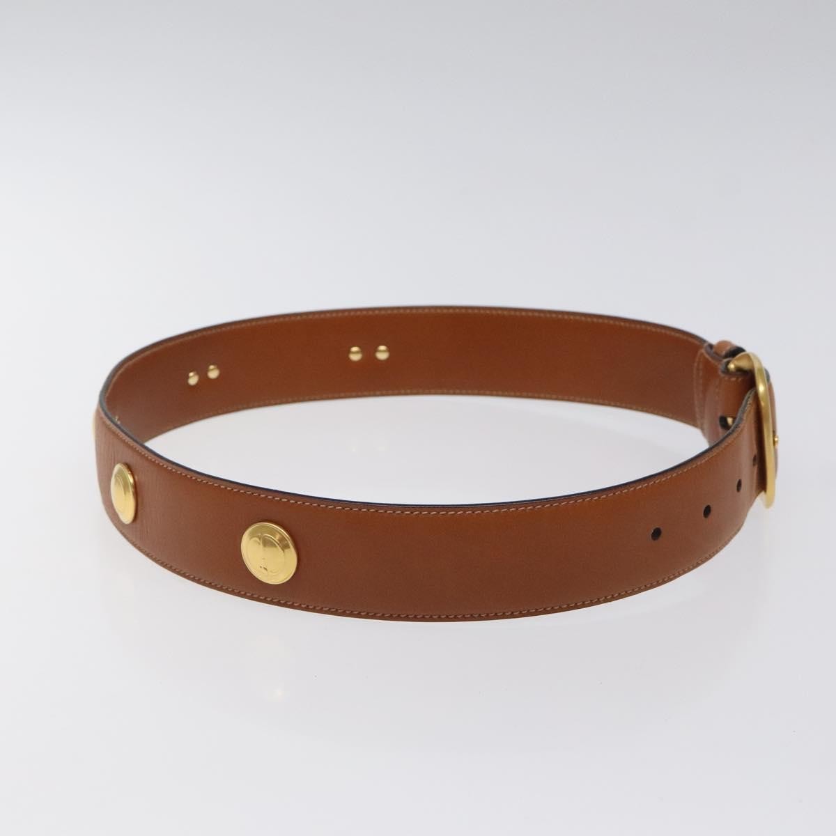 Gucci Round Buckle Belt Leather Brown Leather Belts Accessory (Pre-Owned)