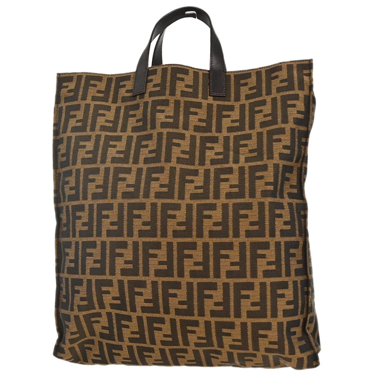 Fendi Special Shopping Tote Zucca Canvas Brown Canvas Tote Bag Bag (Pre-Owned)