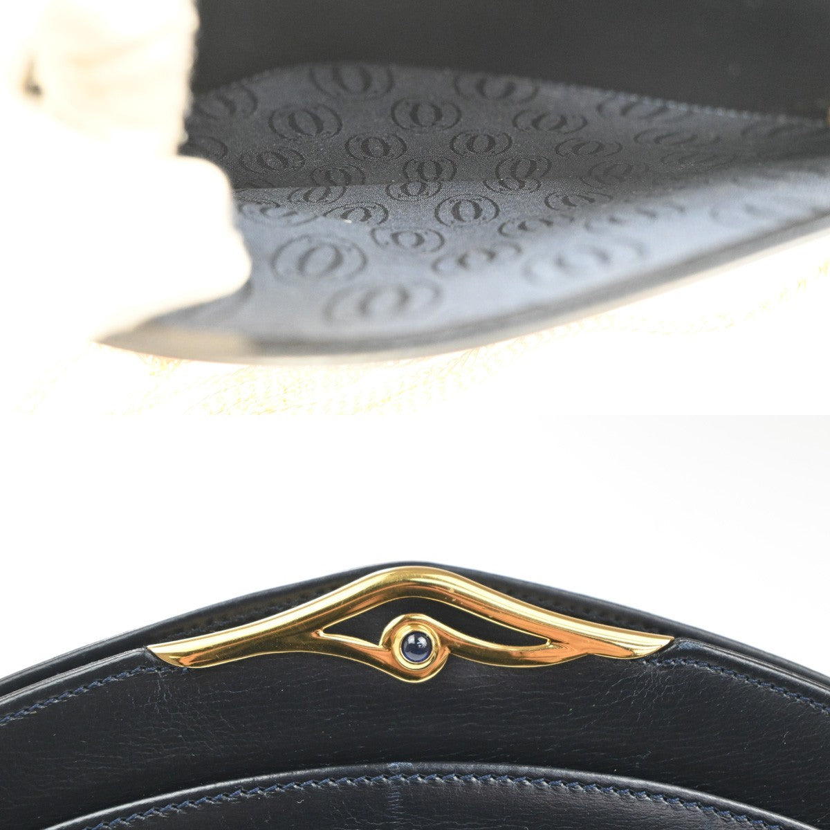 Cartier Vintage Shoulder Bag Leather Navy Leather Shoulder Bag Bag (Pre-Owned)