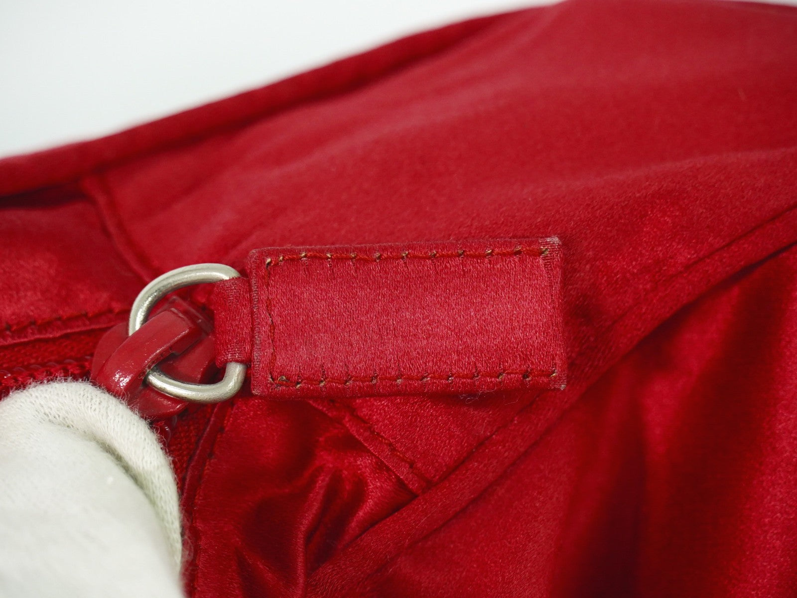 Prada Zip Around Toiletry Bag Silk Red Satin Clutche & Pouche Bag (Pre-Owned)