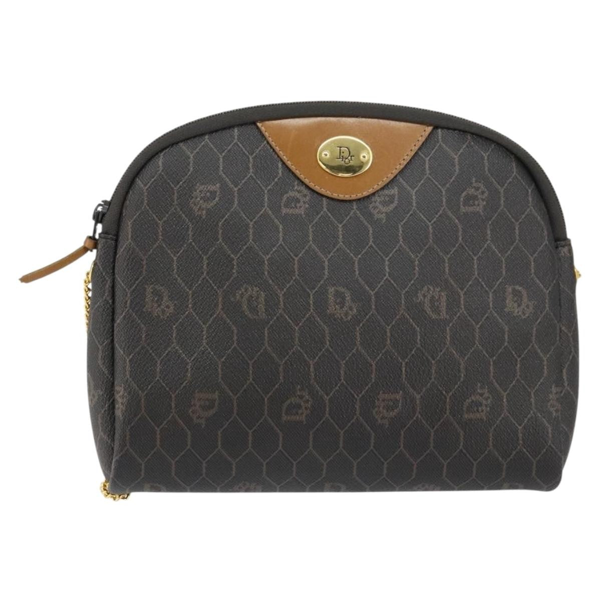 Christian Dior Vintage Honeycomb Chain Canvas Black Canvas Shoulder Bag Bag (Pre-Owned)