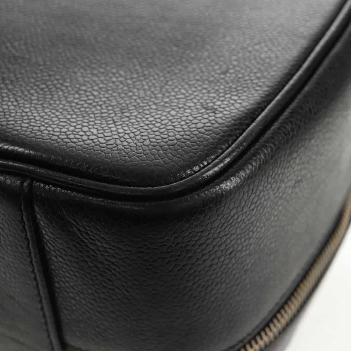 Chanel Vintage Timeless Zip Around Vanity Case Caviar Black Leather Clutche & Pouche Bag (Pre-Owned)