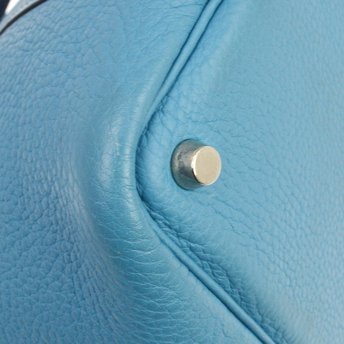 Hermes Picotin Bag Clemence Blue Leather Handbag (Pre-Owned)