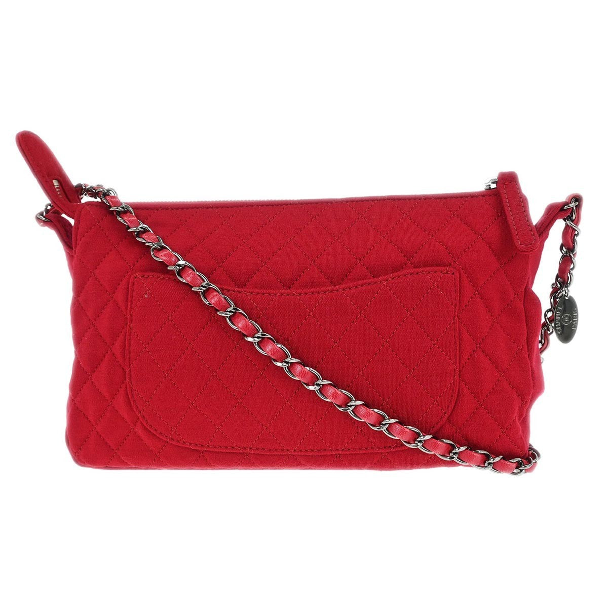 Chanel Vintage Chain Shoulder Bag Cotton Red Cotton Shoulder Bag Bag (Pre-Owned)