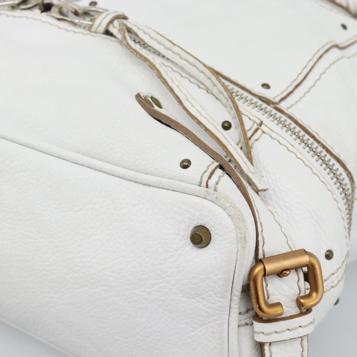 Chloe Paddington Lock Tote Leather White_Gold Leather Tote Bag Bag (Pre-Owned)