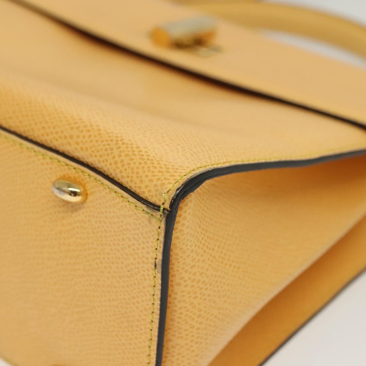 Celine Vintage Convertible Turnlock Top Handle Bag Leather Yellow Leather Bag (Pre-Owned)