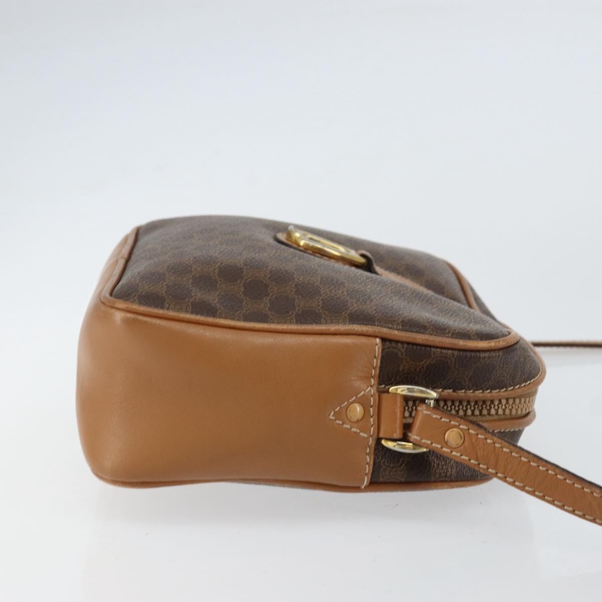 Celine Vintage Macadam Shoulder Bag Canvas And Leather Brown Canvas Shoulder Bag Bag (Pre-Owned)