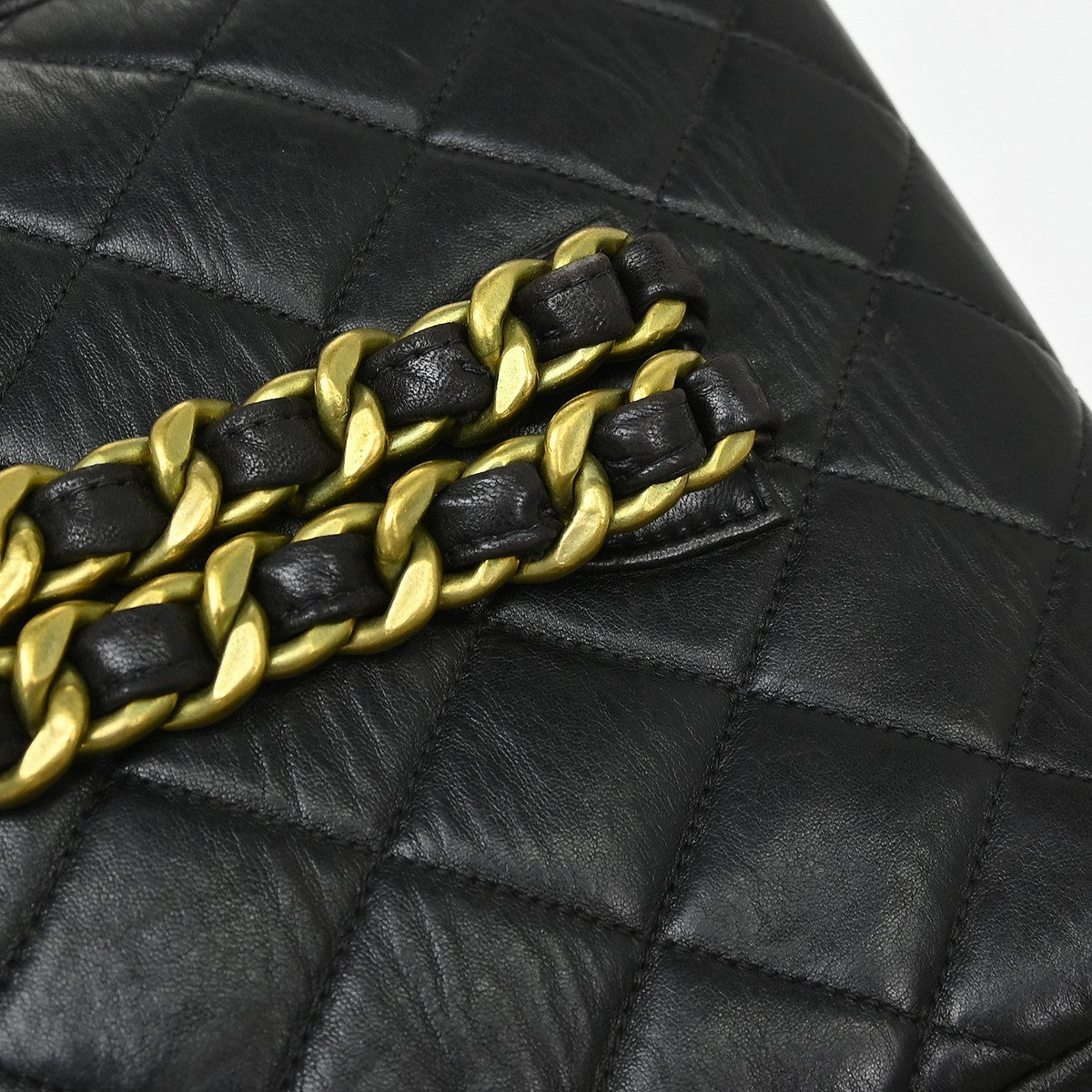 Chanel Duma Drawstring Backpack Quilted Leather Black Leather Backpack Bag (Pre-Owned)