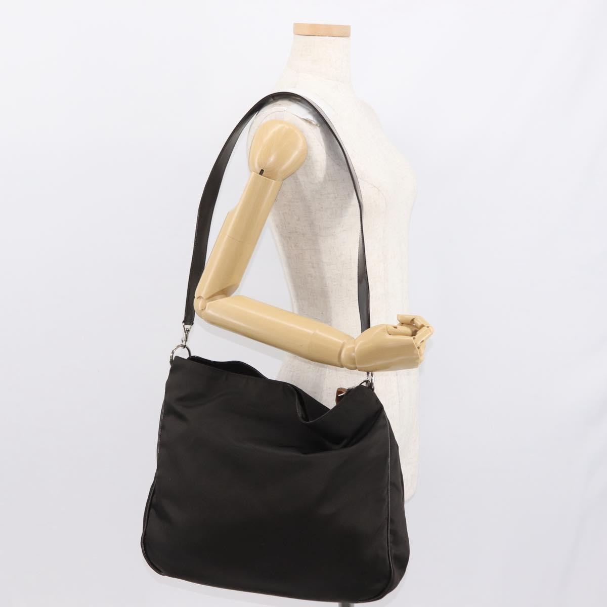 Gucci Vintage Bamboo Shoulder Bag Nylon Brown Nylon Shoulder Bag Bag (Pre-Owned)