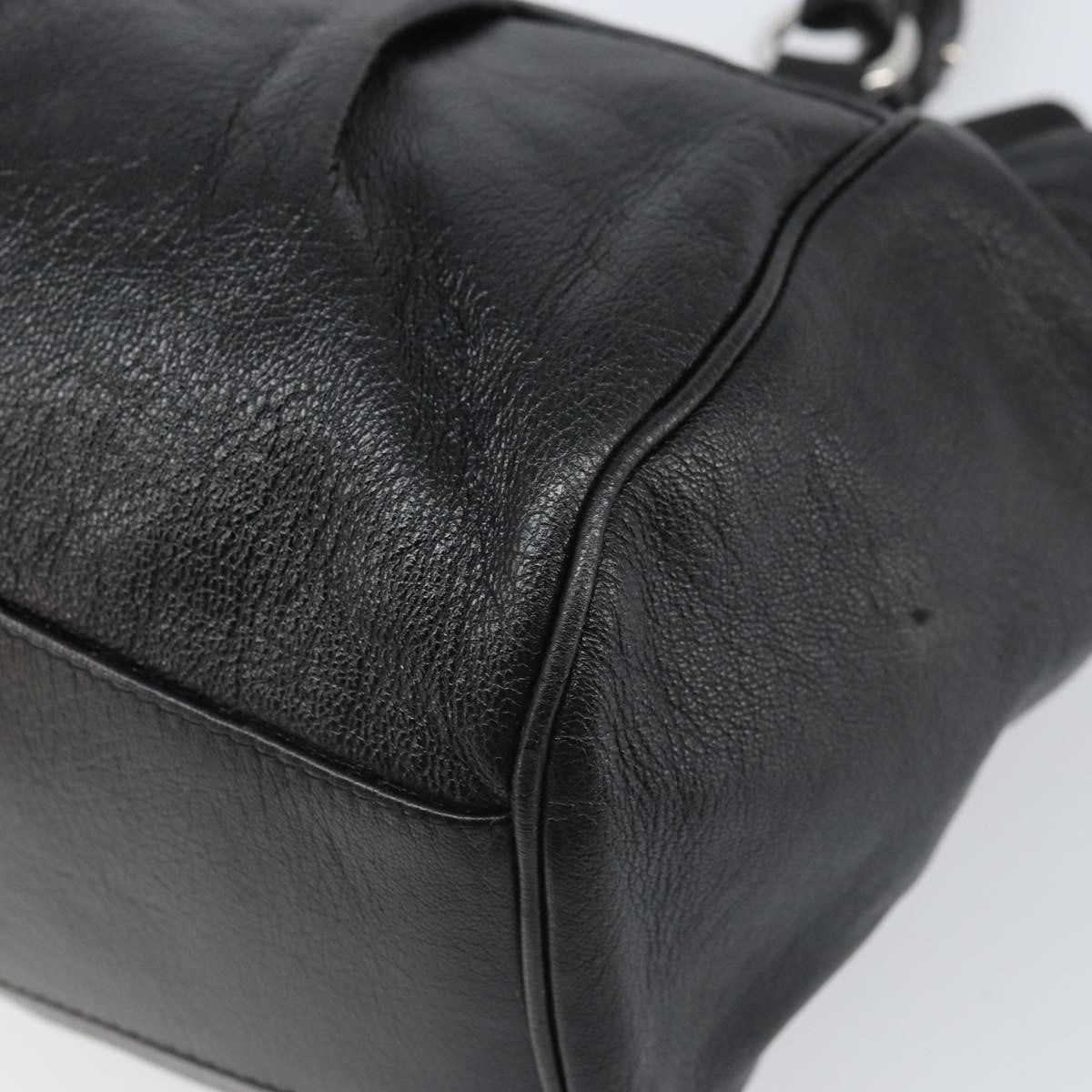 Salvatore Ferragamo Gancini Handbag Leather Black Leather Handbag (Pre-Owned)