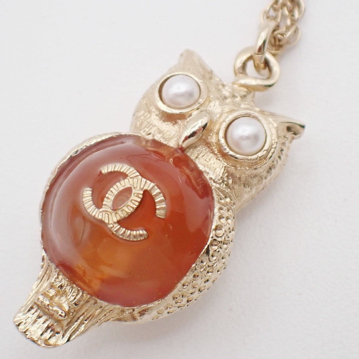 Chanel Owl Pendant Necklace Gold Plated Gold Gold_Plated Necklace Jewelry (Pre-Owned)