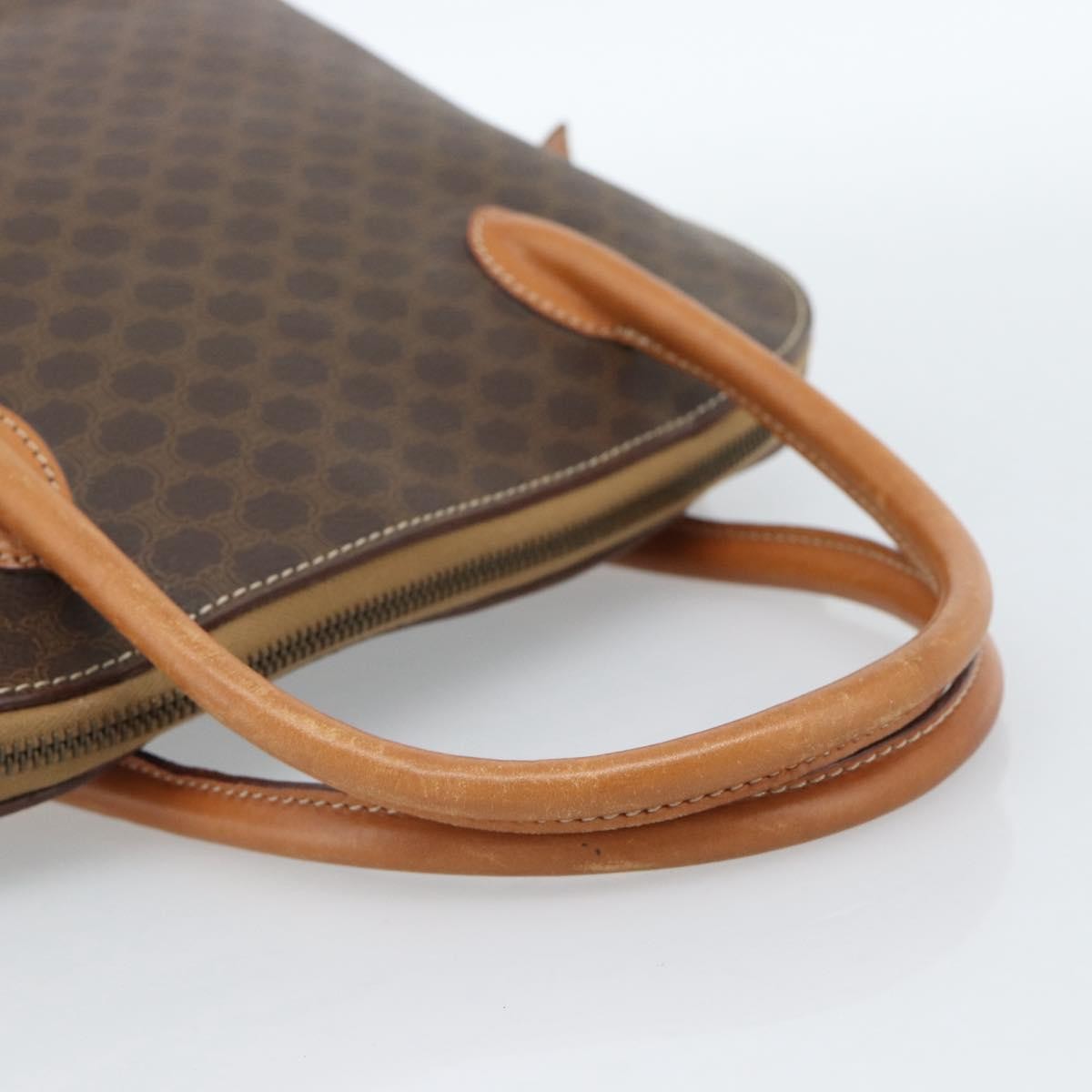 Celine Vintage Macadam Handbag Canvas Brown Canvas Handbag (Pre-Owned)