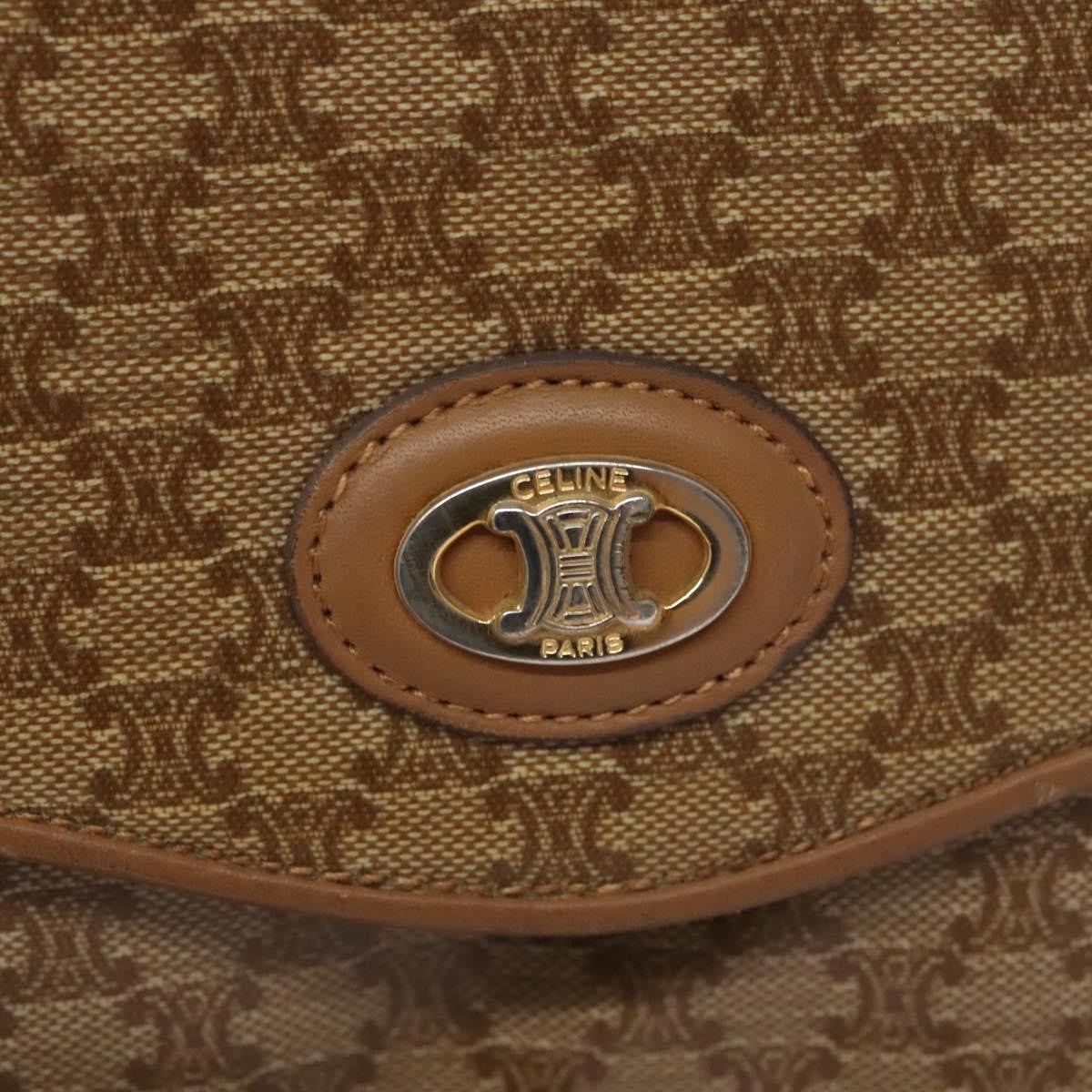 Celine Vintage Macadam Shoulder Bag Canvas And Leather Beige Canvas Shoulder Bag Bag (Pre-Owned)