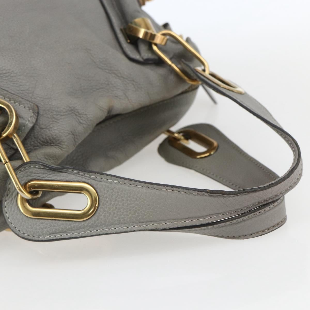Chloe Paraty Top Handle Bag Leather Gray Leather Handbag (Pre-Owned)