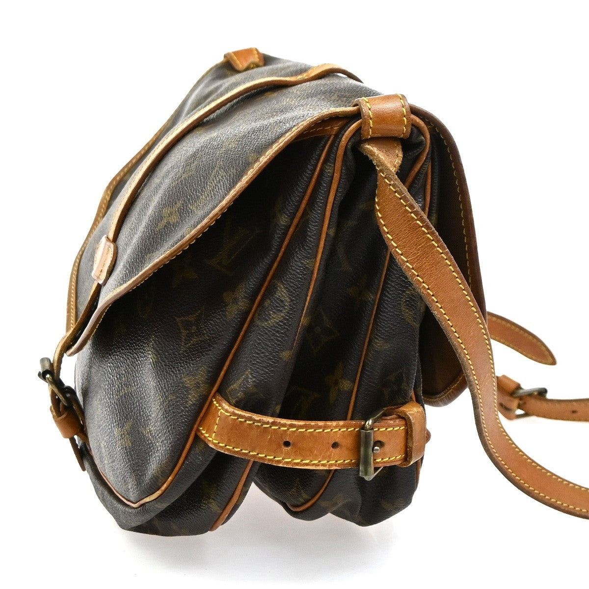 Louis Vuitton Saumur Handbag Monogram Canvas Brown Canvas Shoulder Bag Bag (Pre-Owned)
