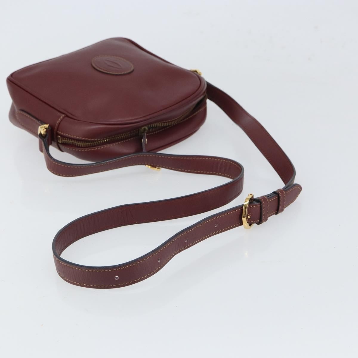 Cartier Must De Cartier Shoulder Bag Leather Burgundy Leather Shoulder Bag Bag (Pre-Owned)