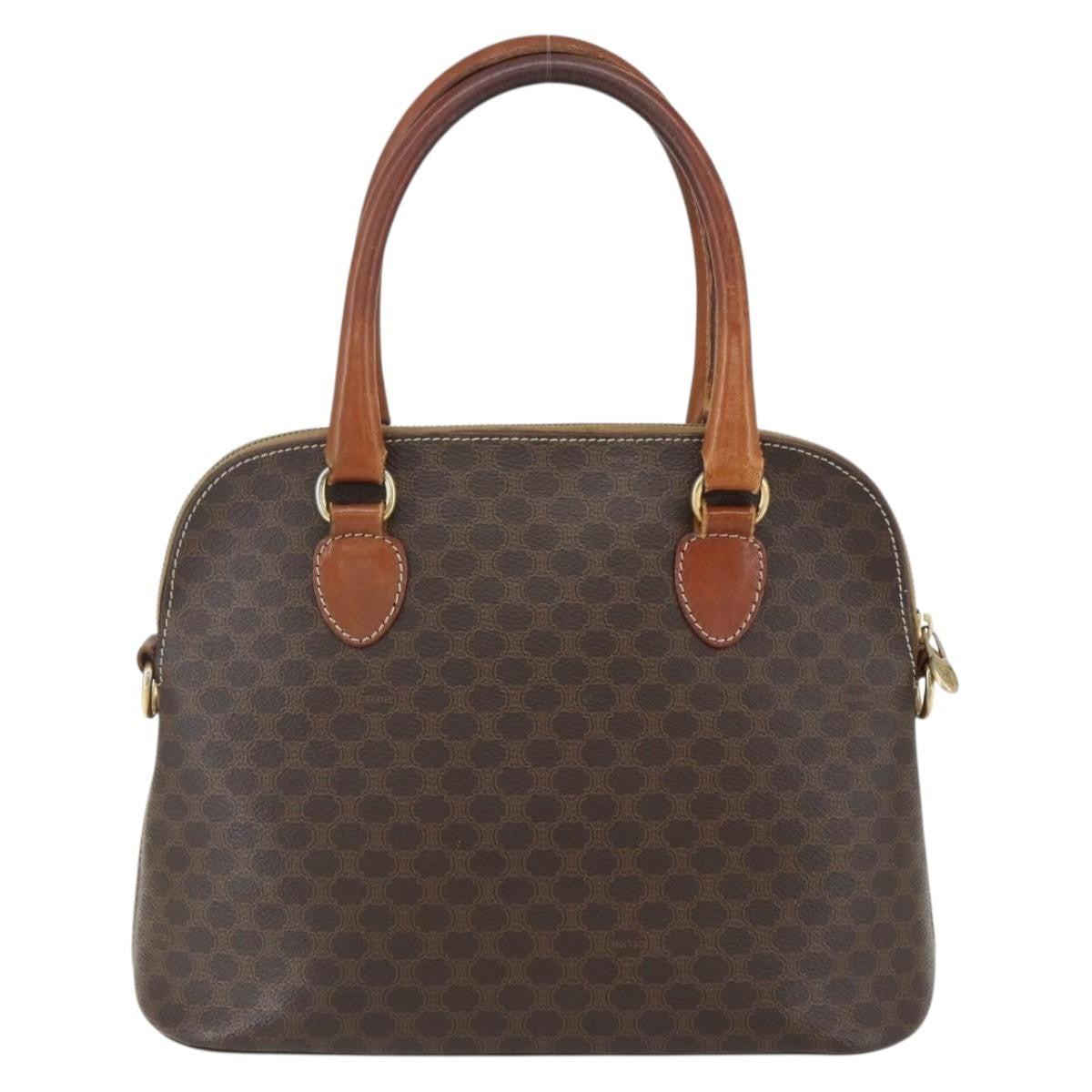 Celine Vintage Macadam Handbag Canvas And Leather Brown Canvas Handbag (Pre-Owned)
