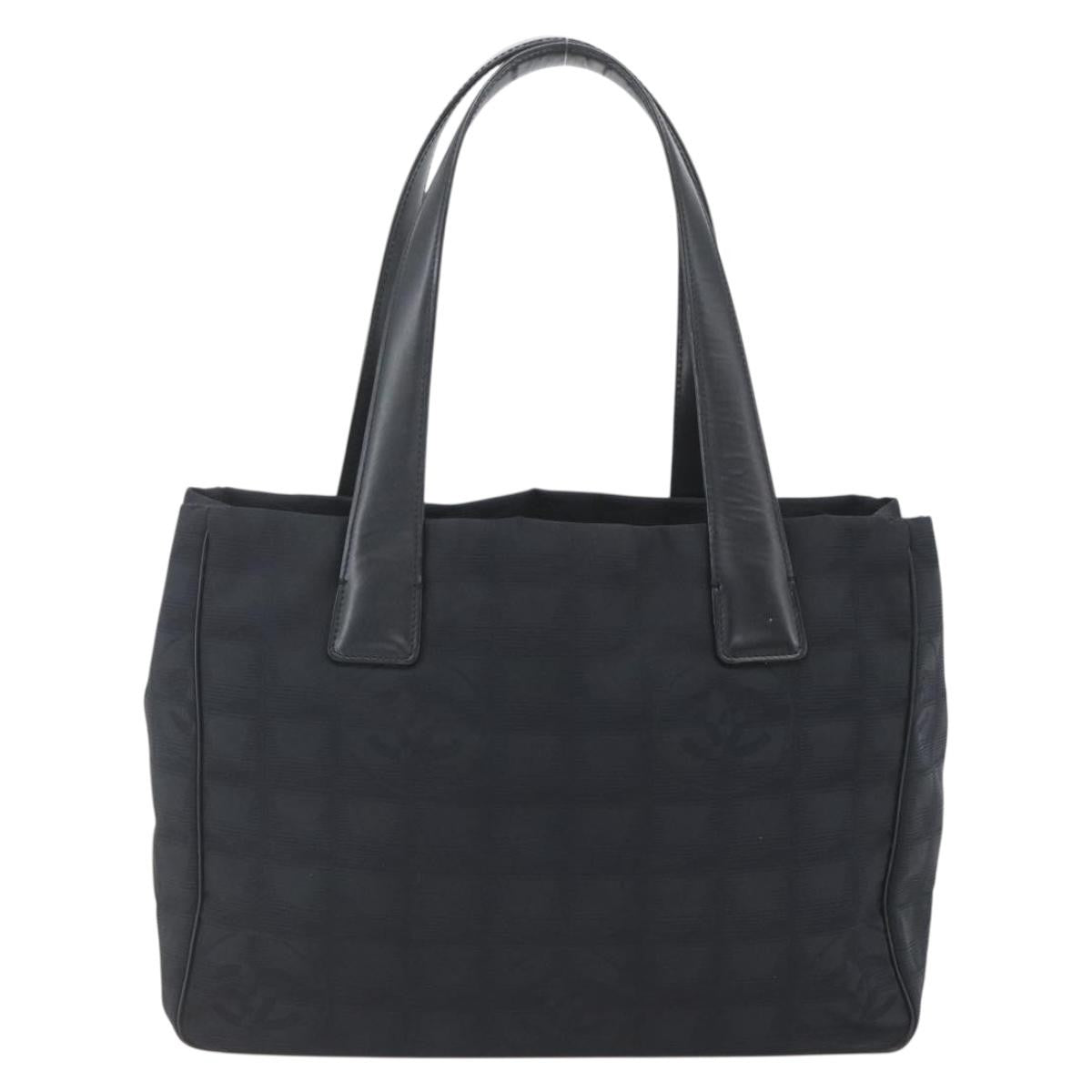 Chanel Travel Line Tote Nylon Black Nylon Tote Bag Bag (Pre-Owned)