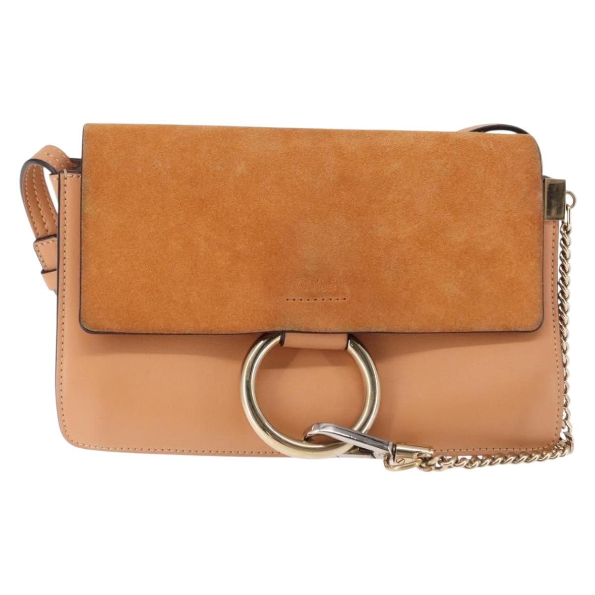 Chloe Faye Shoulder Bag Leather And Suede Beige Leather Bag (Pre-Owned)