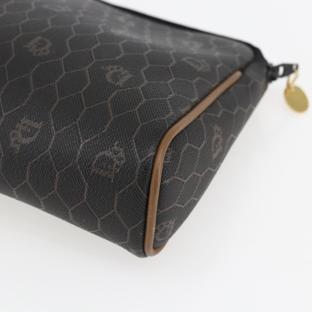 Christian Dior Vintage Honeycomb Zip Pouch Canvas And Leather Black Pvc Clutche & Pouche Bag (Pre-Owned)