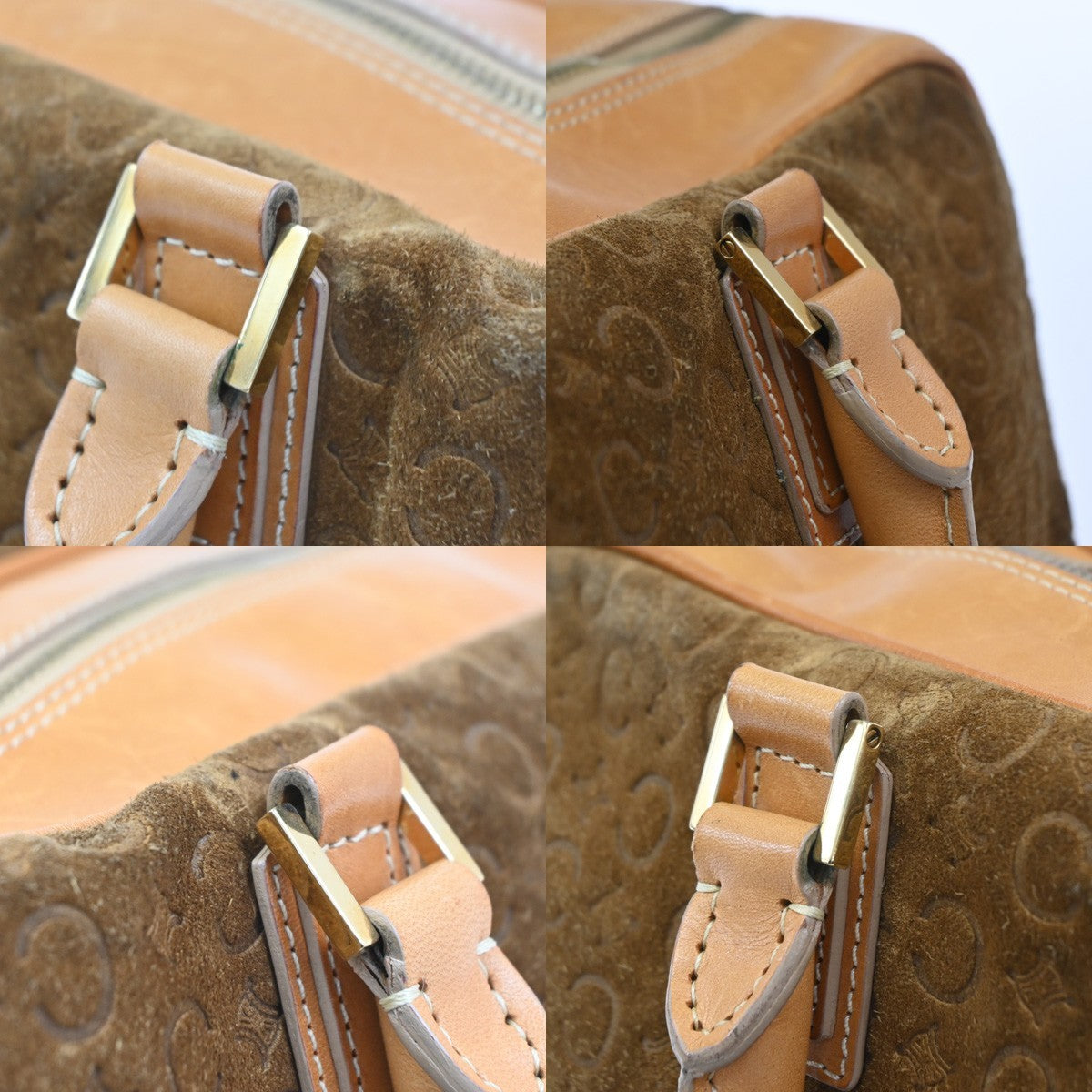 Celine C Macadam Handbag Suede And Leather Brown Suede Handbag (Pre-Owned)