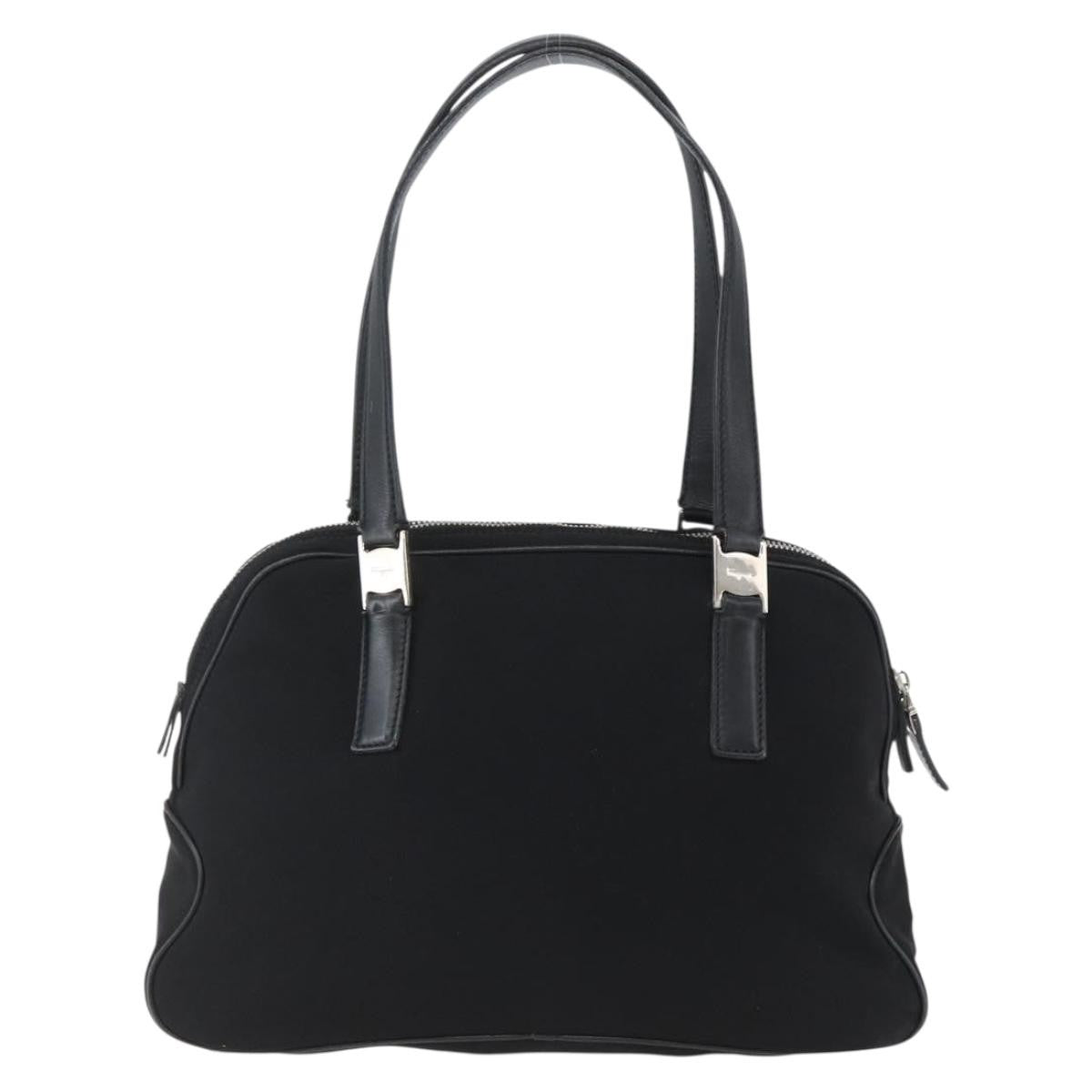 Salvatore Ferragamo Vintage Handbag Nylon Black Nylon Handbag (Pre-Owned)