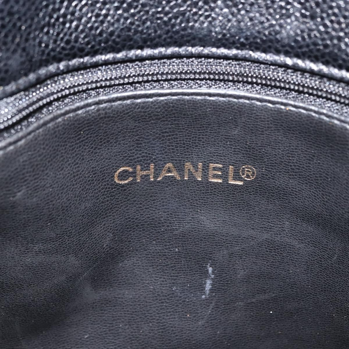Chanel Vintage Cc Chain Tote Caviar Black Leather Tote Bag Bag (Pre-Owned)