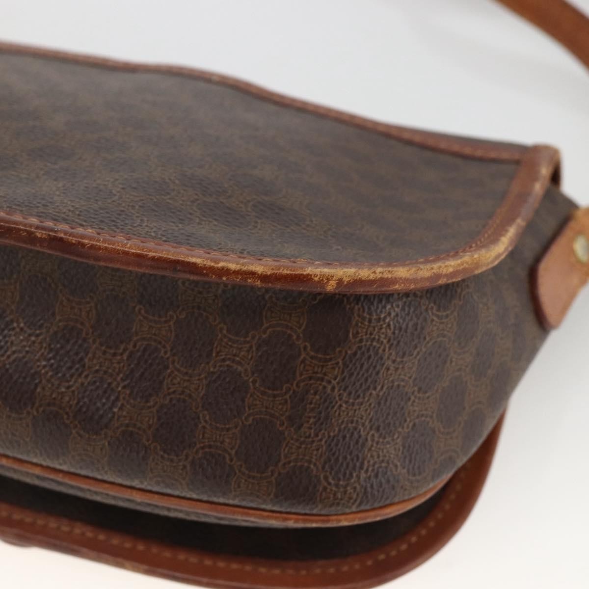 Celine Vintage Macadam Shoulder Bag Canvas And Leather Brown Canvas Shoulder Bag Bag (Pre-Owned)