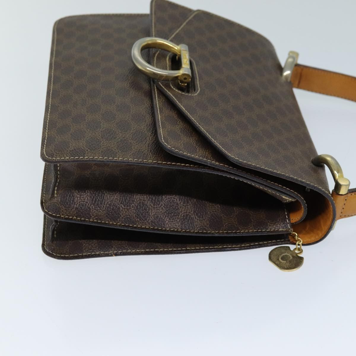 Celine Macadam Handbag Macadam With Leather Brown Canvas Handbag (Pre-Owned)