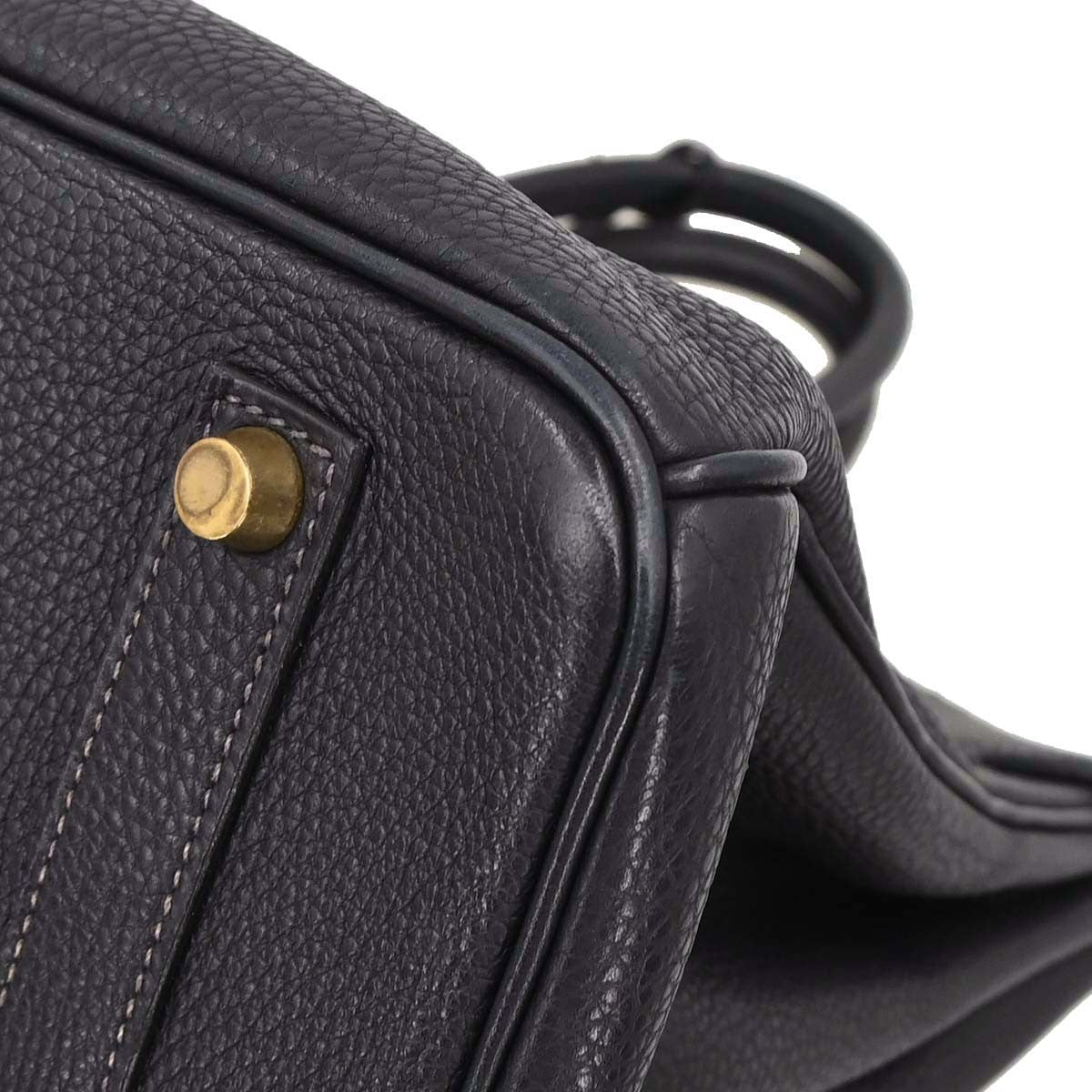 Hermes Birkin Handbag Blue Togo With Gold Hardware Blue Leather Handbag (Pre-Owned)