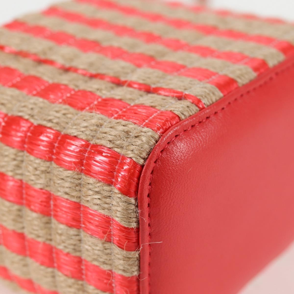 Chanel Classic Vanity Case With Chain Striped Raffia And Jute Red Canvas Shoulder Bag Bag (Pre-Owned)
