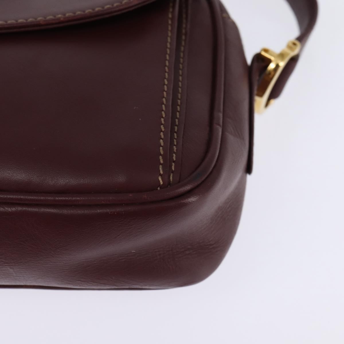 Cartier Must De Cartier Shoulder Bag Leather Burgundy Leather Shoulder Bag Bag (Pre-Owned)