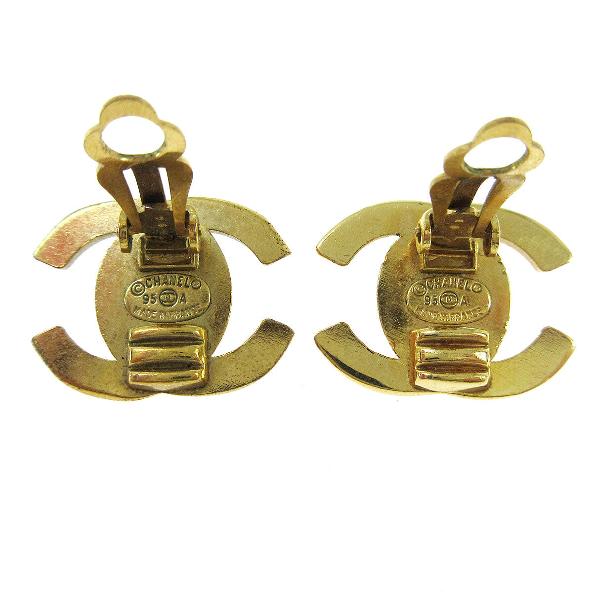 Chanel Cc Turnlock Clip-On Earrings Metal Gold Gold Earrings Jewelry (Pre-Owned)